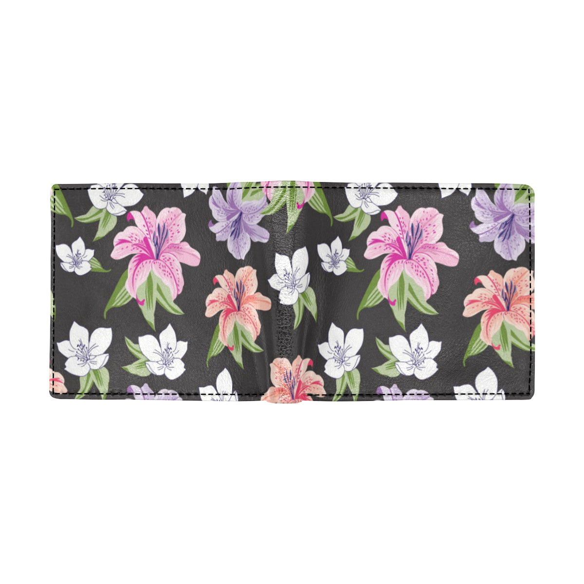 Lily Pattern Print Design LY02 Men's ID Card Wallet