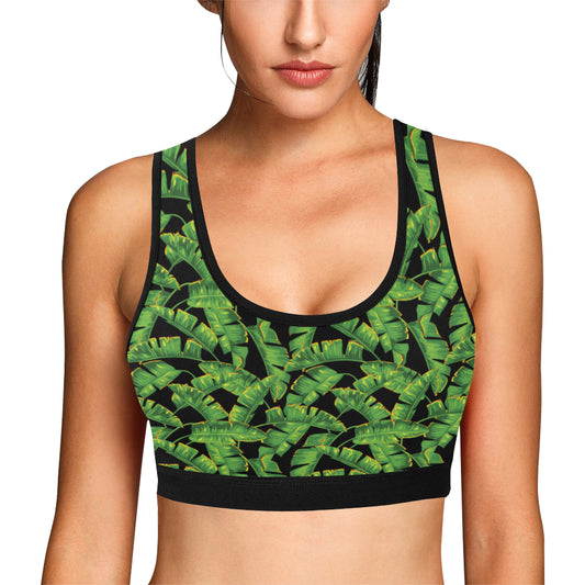 Banana Leaf Pattern Print Design 03 Sports Bra