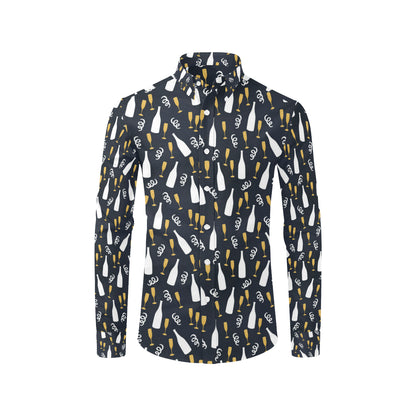 Champagne Pattern Print Design 01 Men's Long Sleeve Shirt