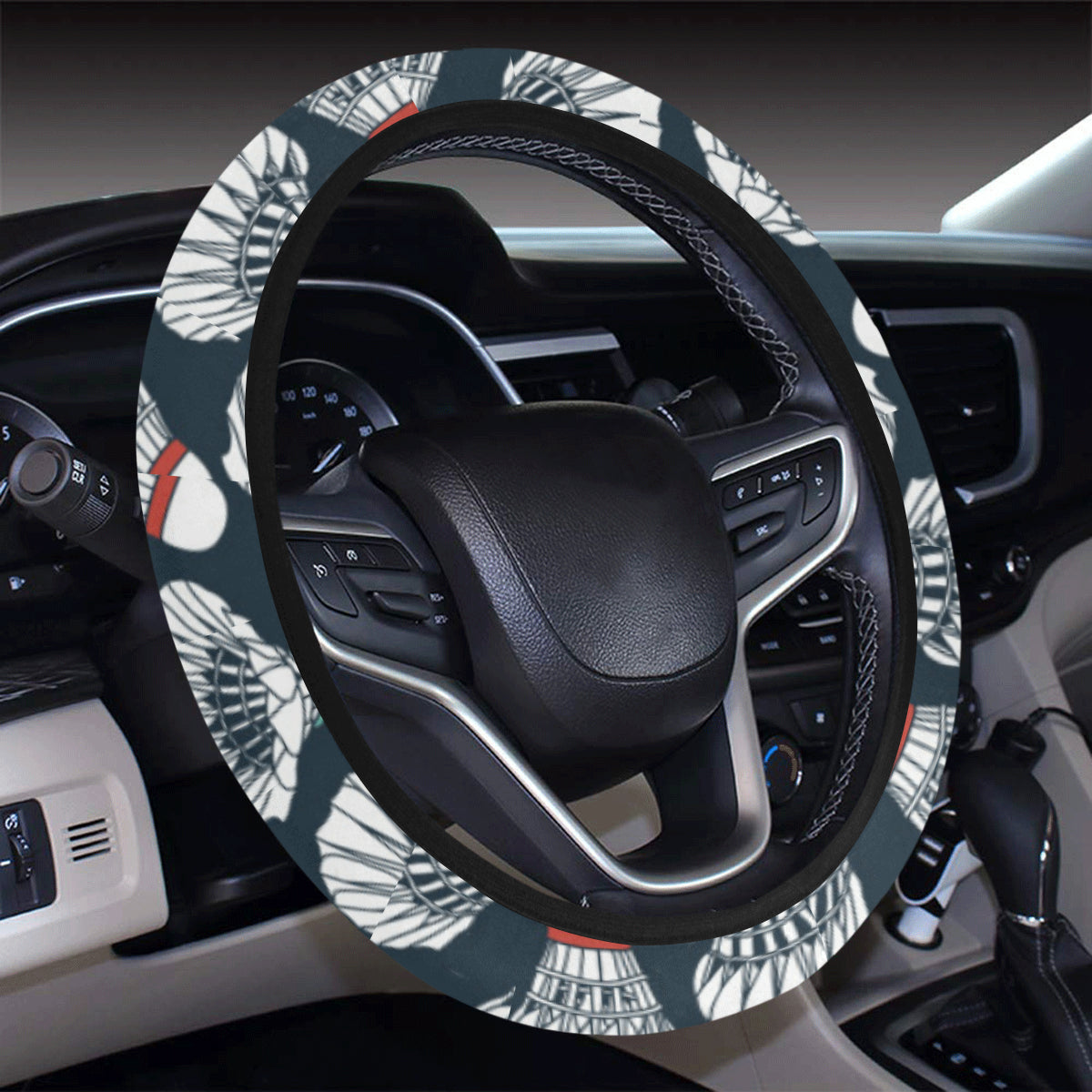 Badminton Ball Pattern Print Design 01 Steering Wheel Cover with Elastic Edge