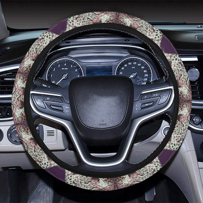 Leopard Pattern Print Design 01 Steering Wheel Cover with Elastic Edge