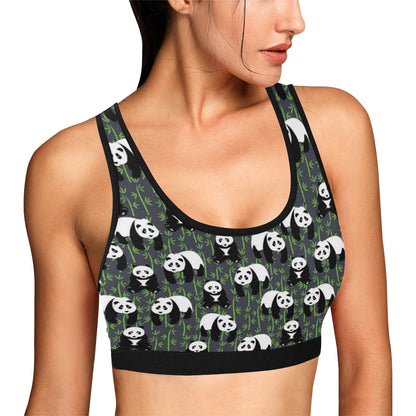 Panda Bear Bamboo Themed Print Sports Bra
