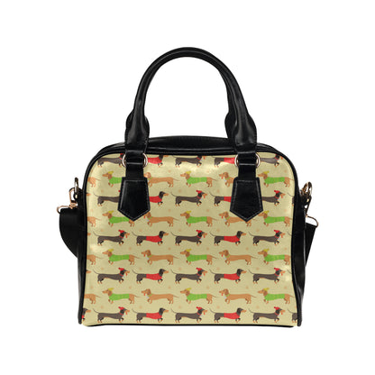 Dachshund Pattern Print Design 06 Shoulder Handbag