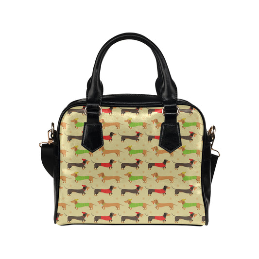 Dachshund Pattern Print Design 06 Shoulder Handbag