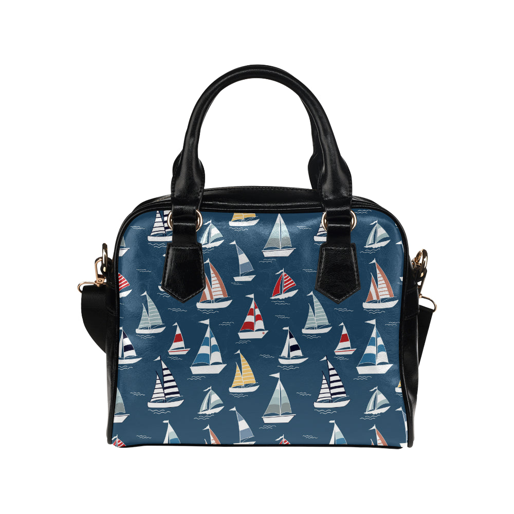 Sailing Ships Pattern Print Design A04 Shoulder Handbag