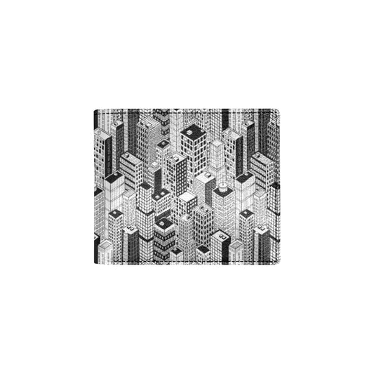 City  Pattern Print Design 02 Men's ID Card Wallet