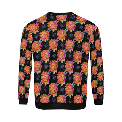 Marigold Pattern Print Design MR04 Men Long Sleeve Sweatshirt