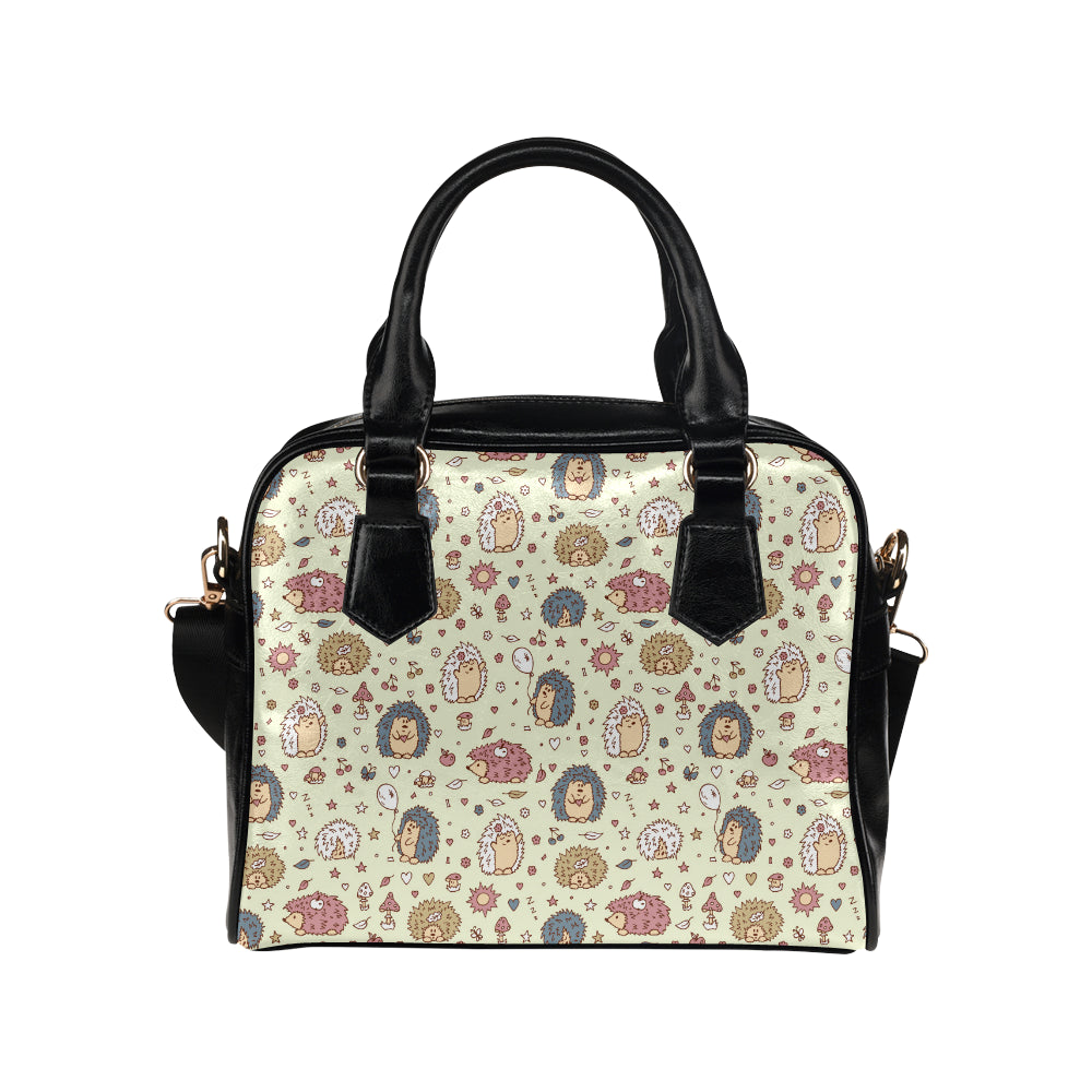 Hedgehog Cute Pattern Print Design 01 Shoulder Handbag