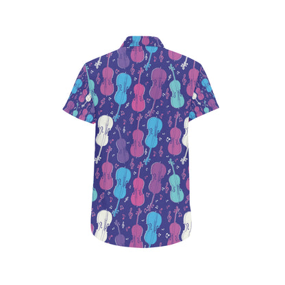 Cello Pattern Print Design 01 Men's Short Sleeve Button Up Shirt