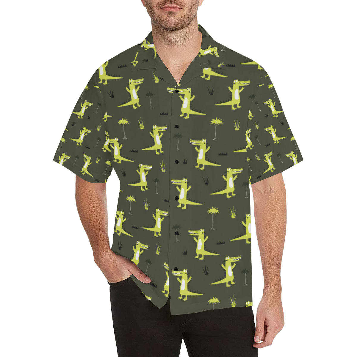 Alligator Pattern Print Design 05 Men's Hawaiian Shirt