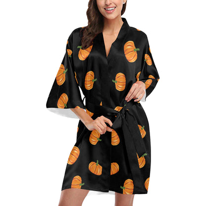 Pumpkin Pattern Print Design A05 Women's Short Kimono