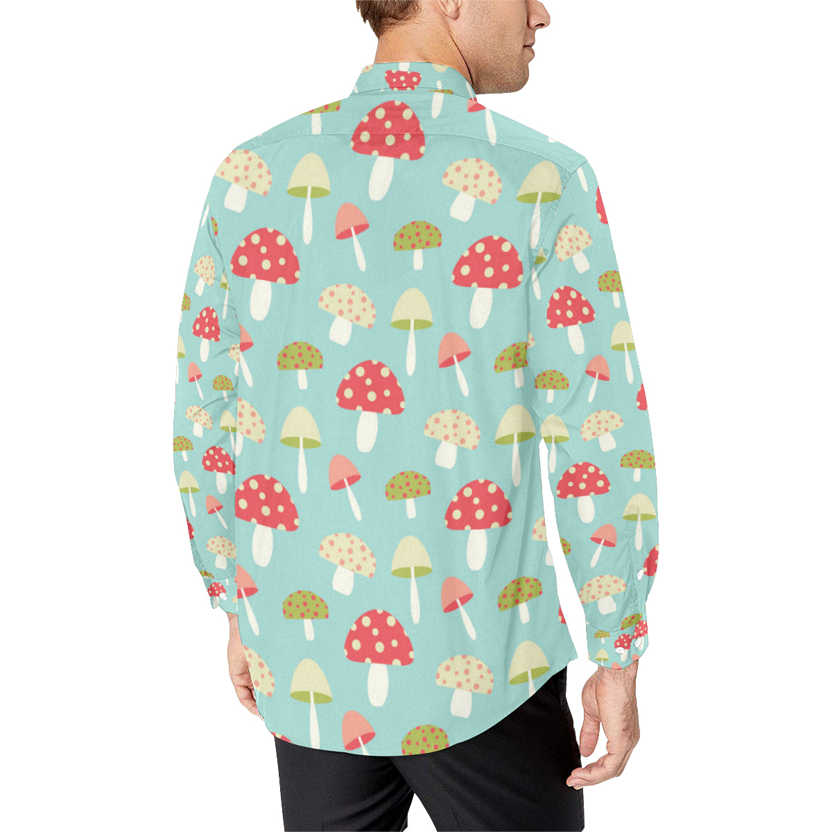 Mushroom Pattern Print Design A01 Men's Long Sleeve Shirt