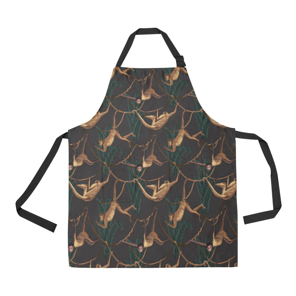 Monkey Pattern Print Design 02 Apron with Pocket