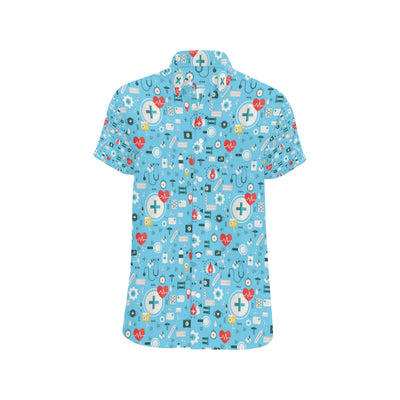 Medical Pattern Print Design 06 Men's Short Sleeve Button Up Shirt