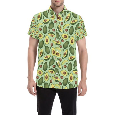 Avocado Pattern Print Design AC01 Men's Short Sleeve Button Up Shirt