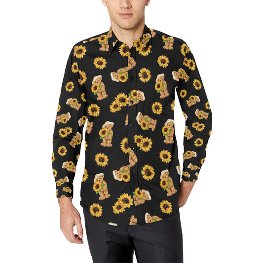 Sunflower Pattern Print Design SF016 Men's Long Sleeve Shirt