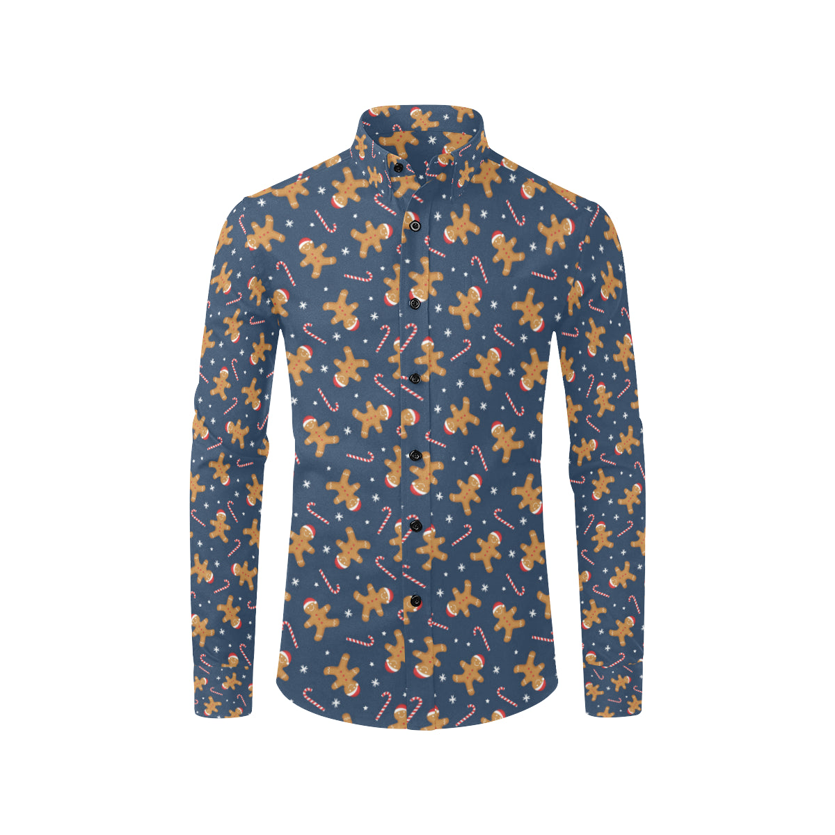 Gingerbread Pattern Print Design 01 Men's Long Sleeve Shirt