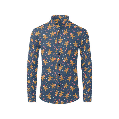 Gingerbread Pattern Print Design 01 Men's Long Sleeve Shirt
