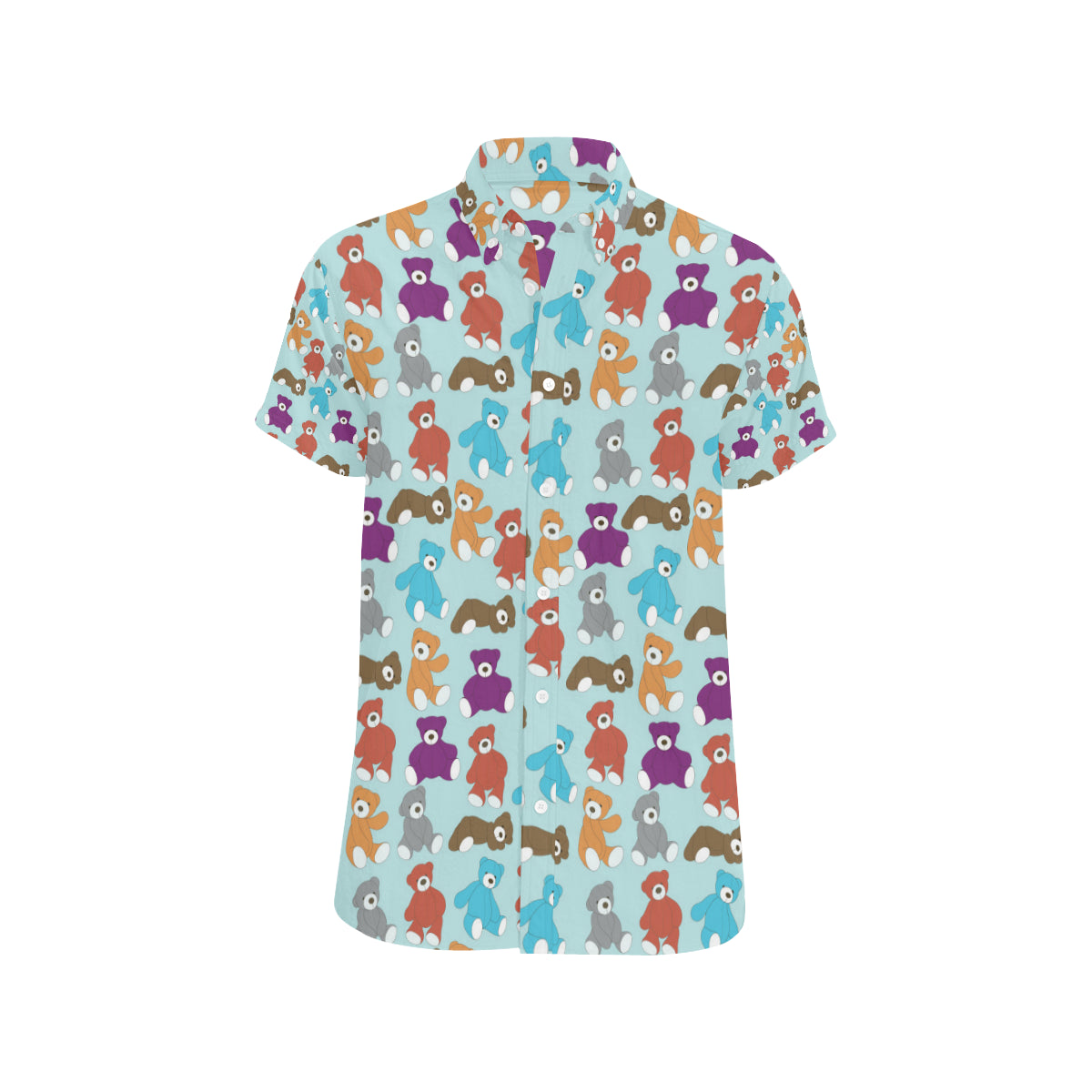 Bear Cute Pattern Print Design 03 Men's Short Sleeve Button Up Shirt