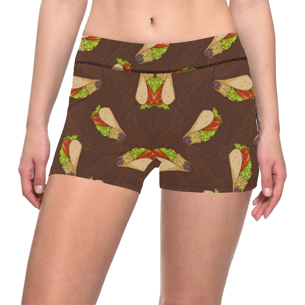 Taco Pattern Print Design TC08 Yoga Shorts