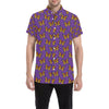 Monarch Butterfly Purple Print Pattern Men's Short Sleeve Button Up Shirt