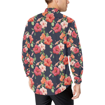 Tropical Flower Pattern Print Design TF020 Men's Long Sleeve Shirt