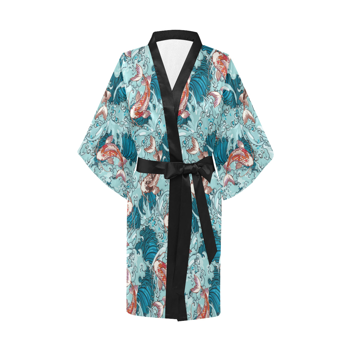 KOI Fish Pattern Print Design 05 Women's Short Kimono