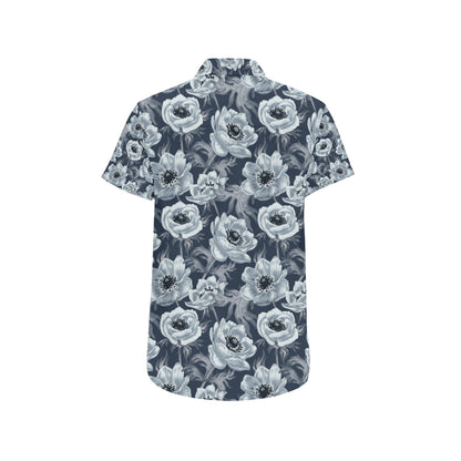 Anemone Pattern Print Design AM09 Men's Short Sleeve Button Up Shirt