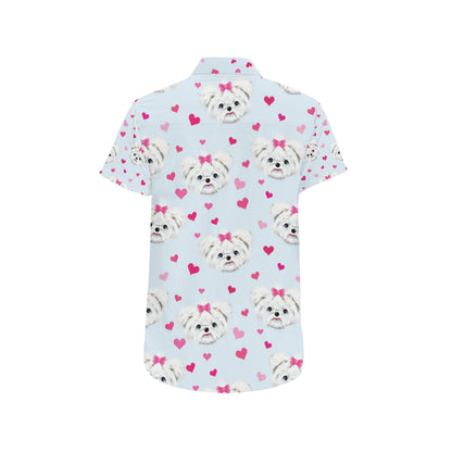 Maltese Pattern Print Design 03 Men's Short Sleeve Button Up Shirt