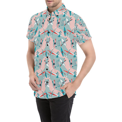 Kayak Pattern Print Design 05 Men's Short Sleeve Button Up Shirt