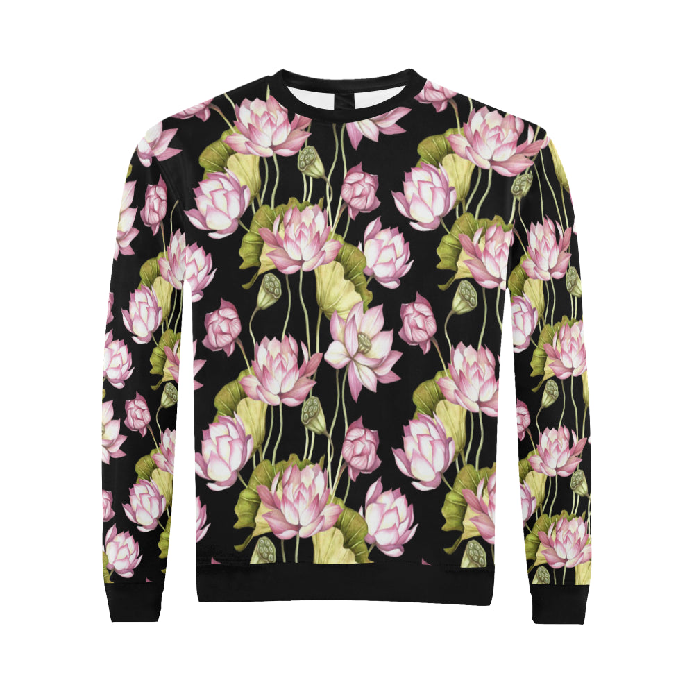 Water Lily Pattern Print Design WL06 Men Long Sleeve Sweatshirt