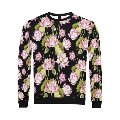 Water Lily Pattern Print Design WL06 Men Long Sleeve Sweatshirt