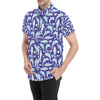 Dolphin Smile Print Pattern Men's Short Sleeve Button Up Shirt