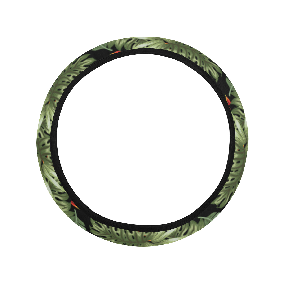 Bird Of Paradise Pattern Print Design 02 Steering Wheel Cover with Elastic Edge