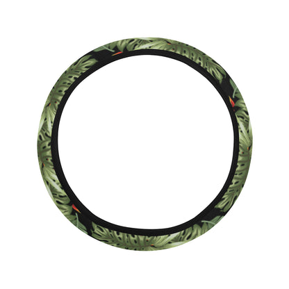 Bird Of Paradise Pattern Print Design 02 Steering Wheel Cover with Elastic Edge