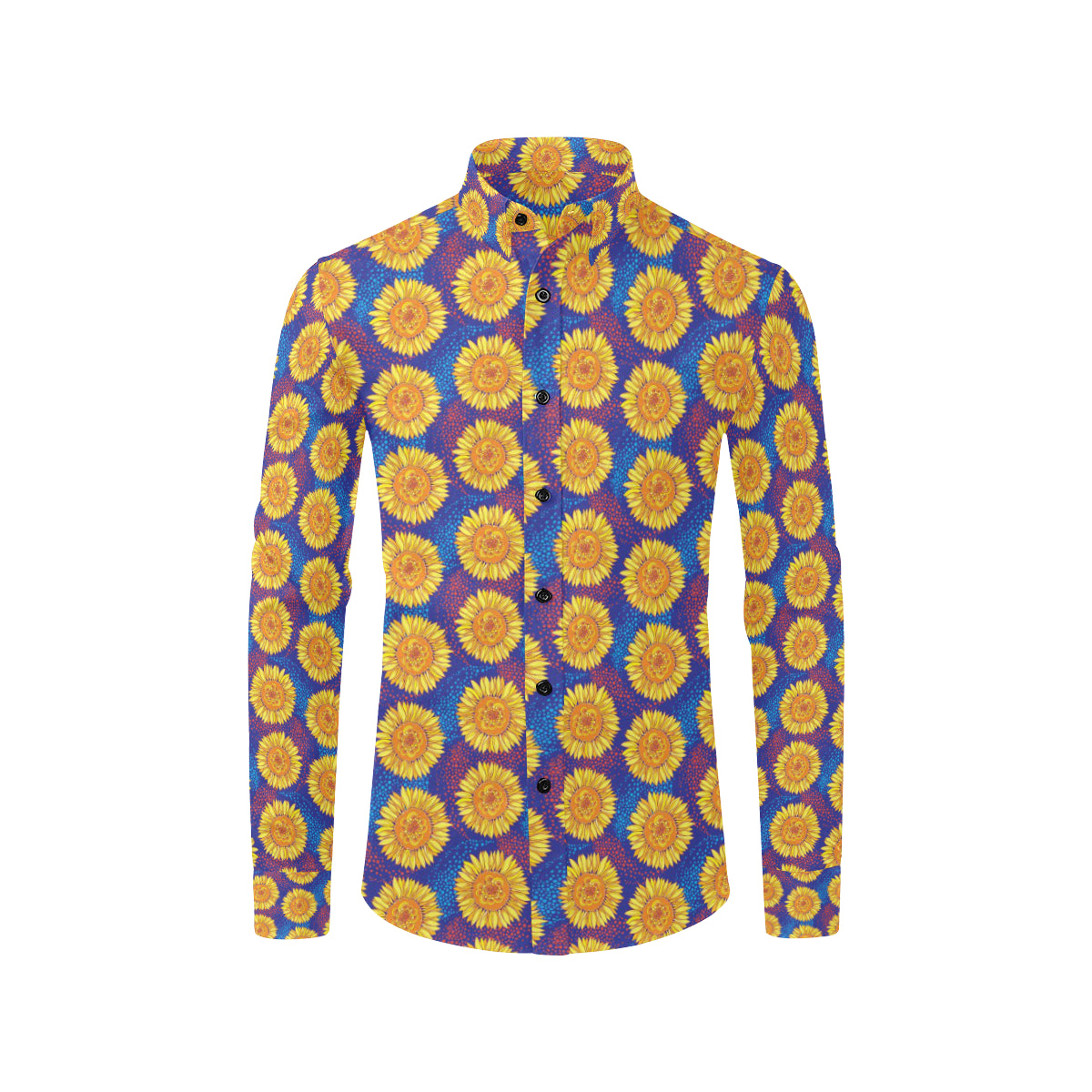 Sunflower Hand Drawn Style Print Men's Long Sleeve Shirt
