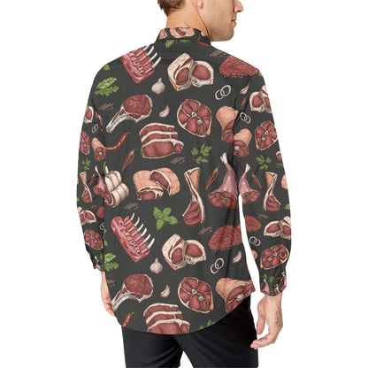 Meat Pattern Print Design 02 Men's Long Sleeve Shirt