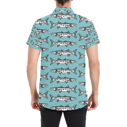 Barracuda Pattern Print Design 03 Men's Short Sleeve Button Up Shirt