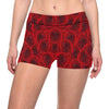 Rose Red Pattern Print Design RO04 Yoga Shorts