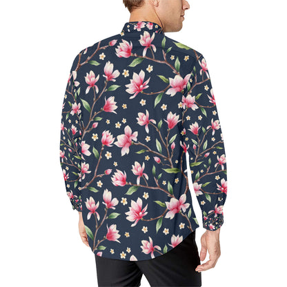 Magnolia Pattern Print Design MAG09 Men's Long Sleeve Shirt