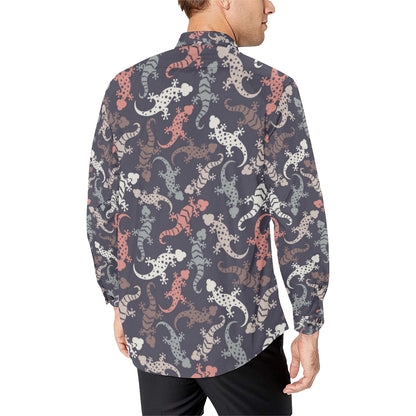 Gecko Pattern Print Design 02 Men's Long Sleeve Shirt