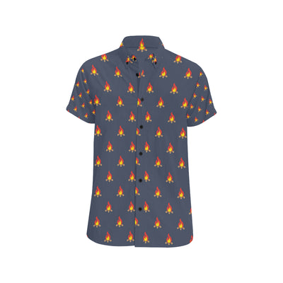 Campfire Pattern Print Design 02 Men's Short Sleeve Button Up Shirt