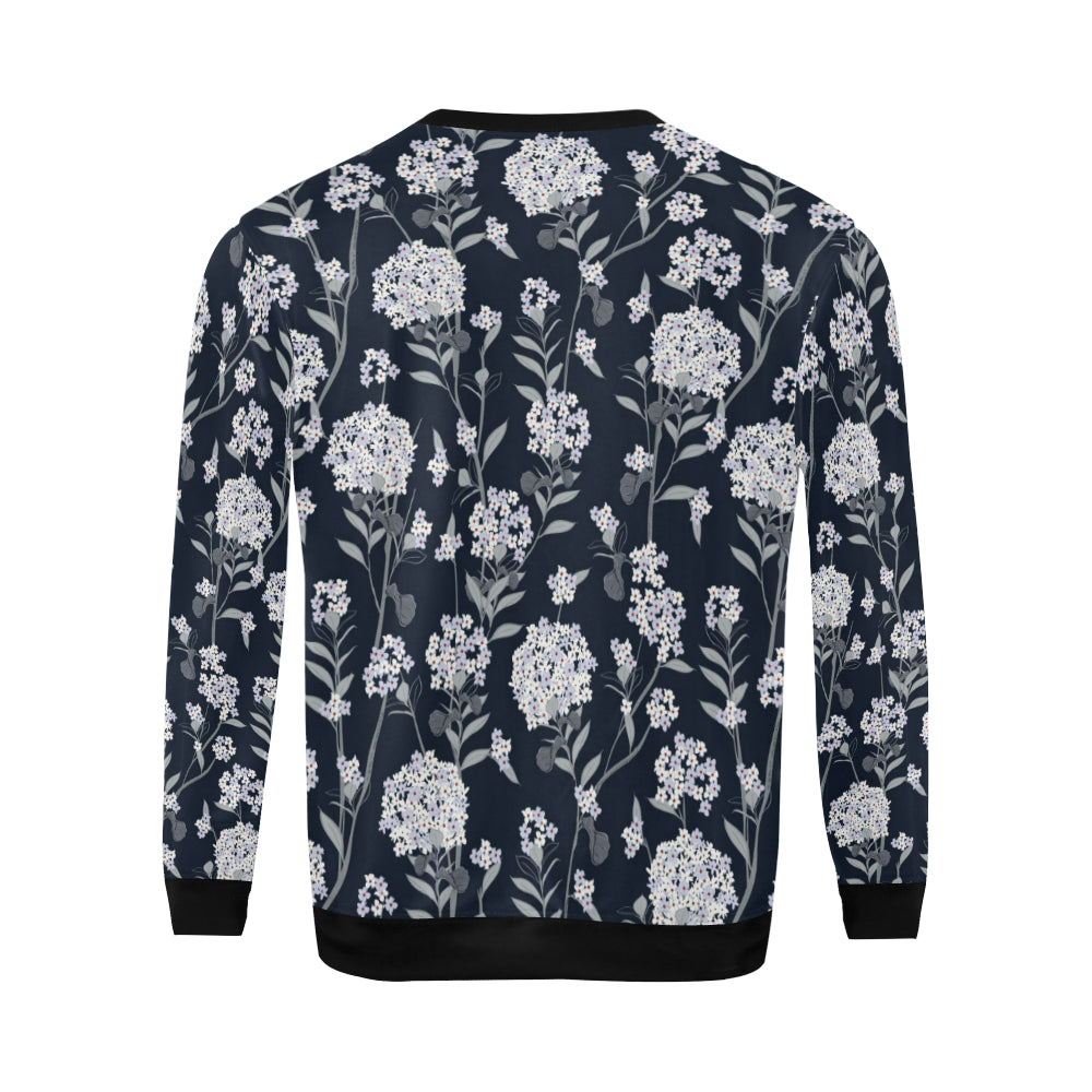 Hydrangea Pattern Print Design HD07 Men Long Sleeve Sweatshirt