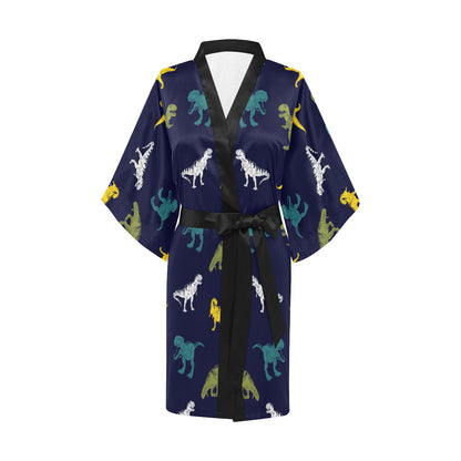 T Rex Pattern Print Design A07 Women's Short Kimono
