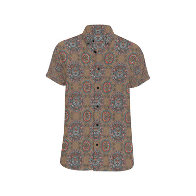 Calendar Aztec Pattern Print Design 03 Men's Short Sleeve Button Up Shirt