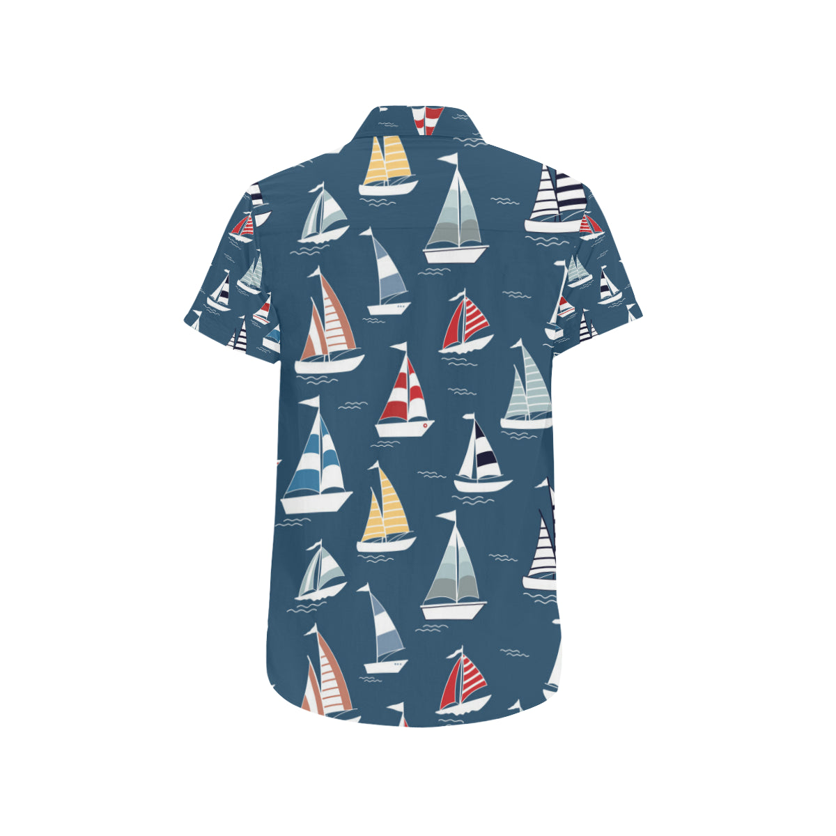 Sailing Ships Pattern Print Design A04 Men's Short Sleeve Button Up Shirt