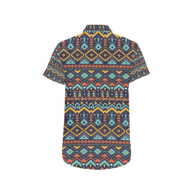 Aztec Style Print Pattern Men's Short Sleeve Button Up Shirt