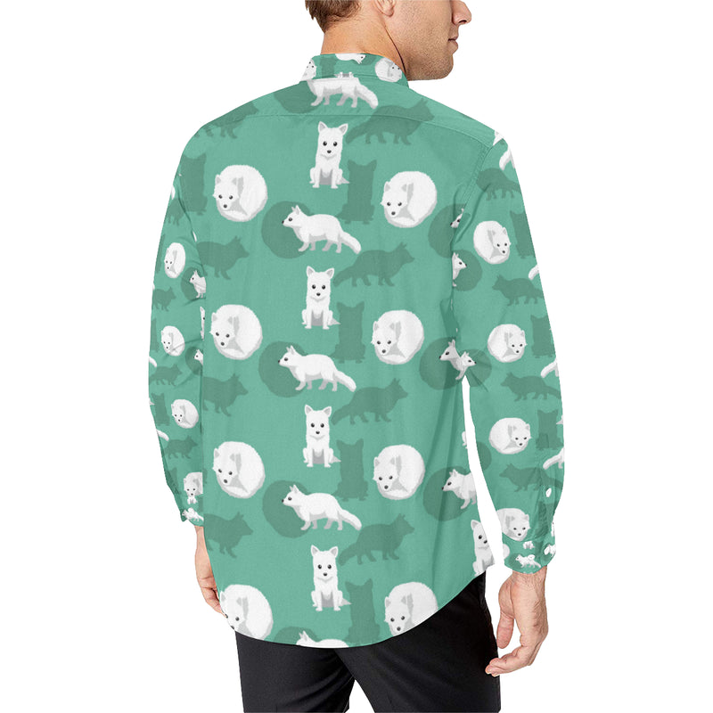 Arctic Fox Pattern Print Design Men's Long Sleeve Shirt