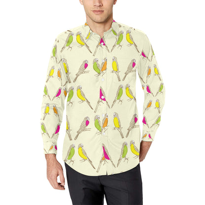 Parakeet Pattern Print Design A01 Men's Long Sleeve Shirt