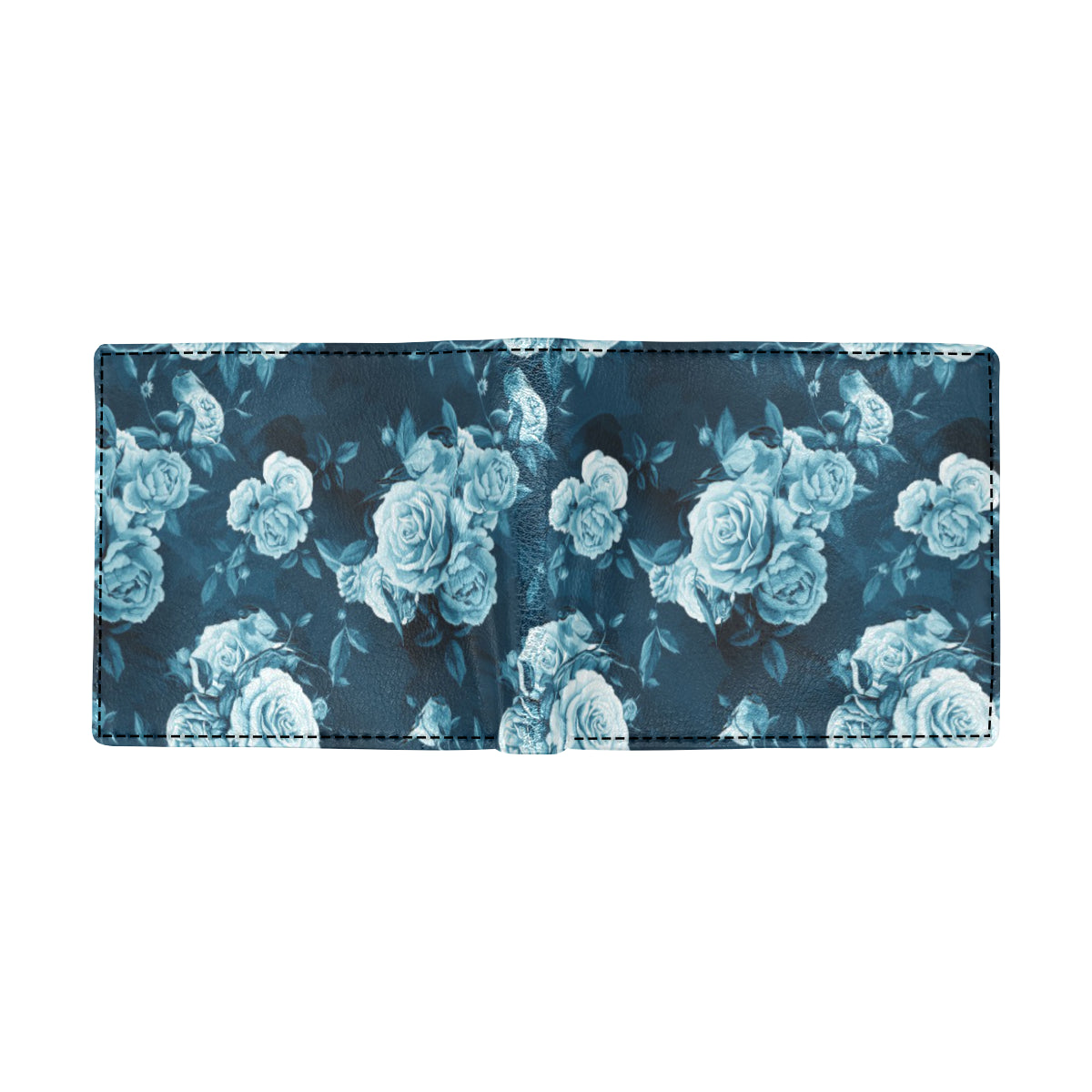 Rose Blue Pattern Print Design RO014 Men's ID Card Wallet